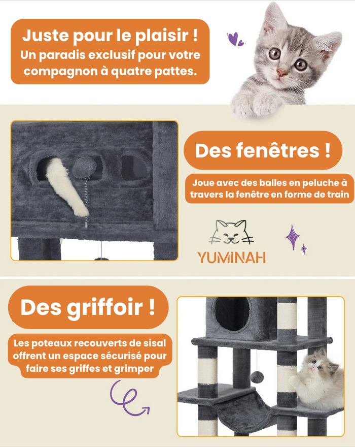 Arbre à Chat Géant 210 cm – Tour Multi-Niveaux XXL, Stable & Ultra Confort