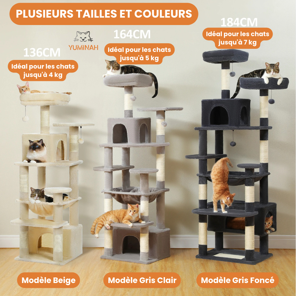 Arbre à Chat XXL Multi-Niveaux – Hamac Géant & Niches Spacieuses