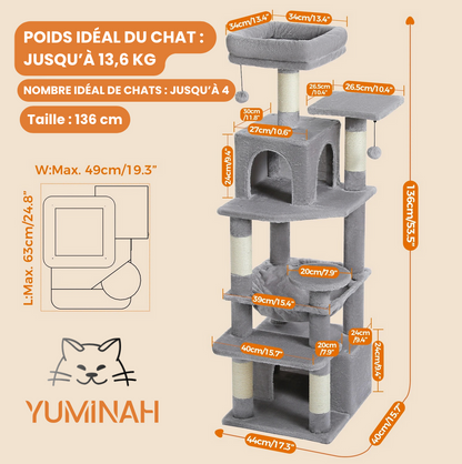 Arbre à Chat XXL Multi-Niveaux – Hamac Géant & Niches Spacieuses
