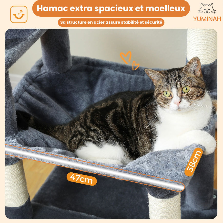 Arbre à Chat XXL Multi-Niveaux – Hamac Géant & Niches Spacieuses