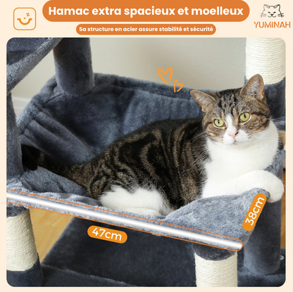 Arbre à Chat XXL Multi-Niveaux – Hamac Géant & Niches Spacieuses