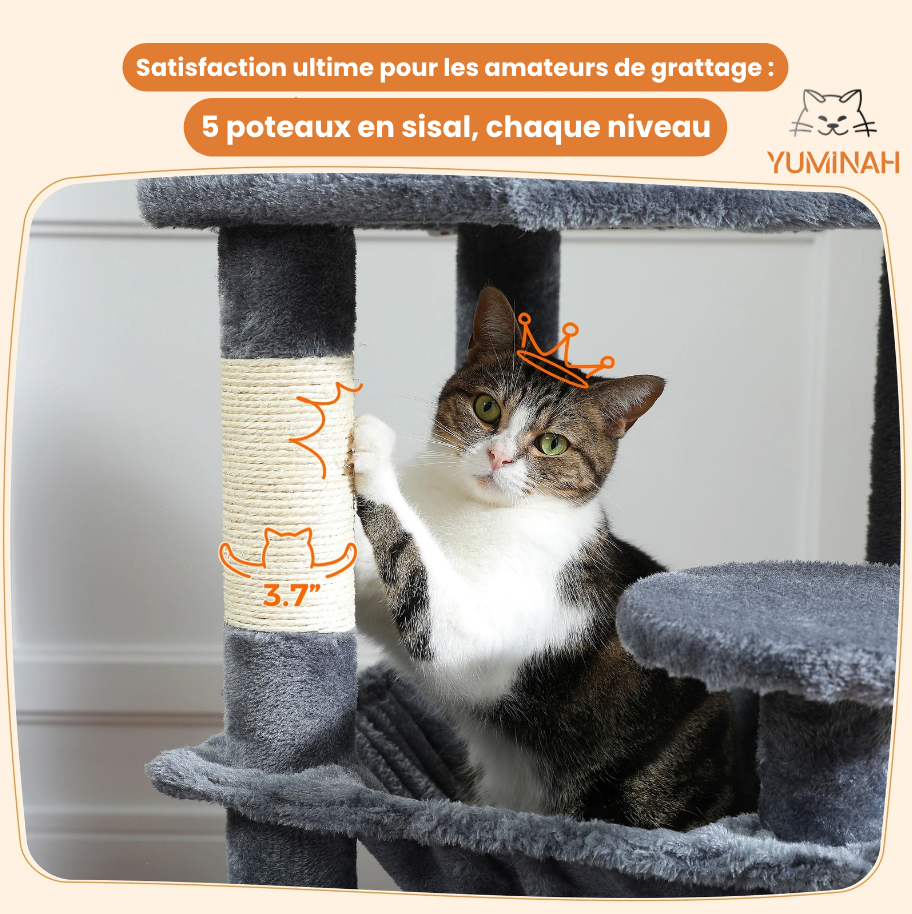 Arbre à Chat XXL Multi-Niveaux – Hamac Géant & Niches Spacieuses