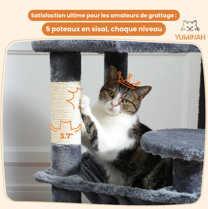 Arbre à Chat XXL Multi-Niveaux – Hamac Géant & Niches Spacieuses