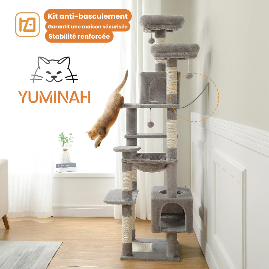 Arbre à Chat XXL Multi-Niveaux – Hamac Géant & Niches Spacieuses