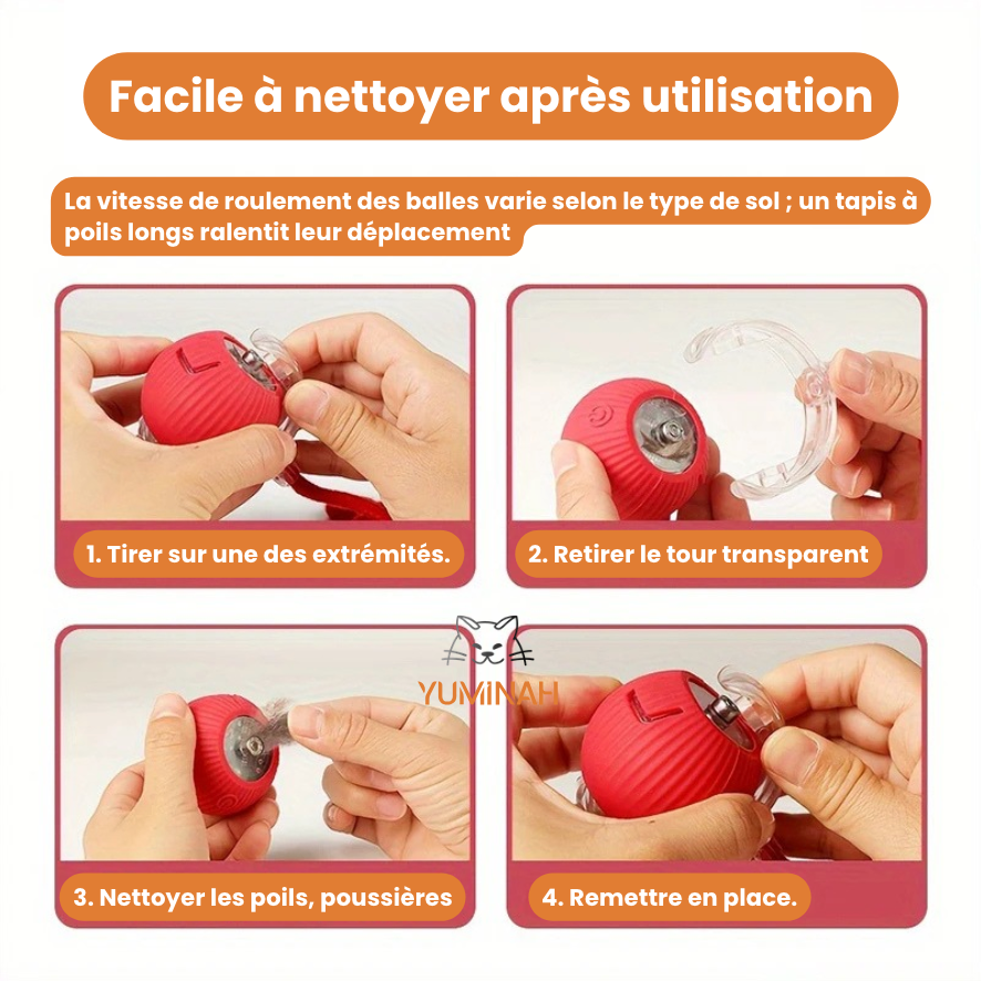 Balle Interactive Intelligente pour Chat – LED & Mouvement Auto