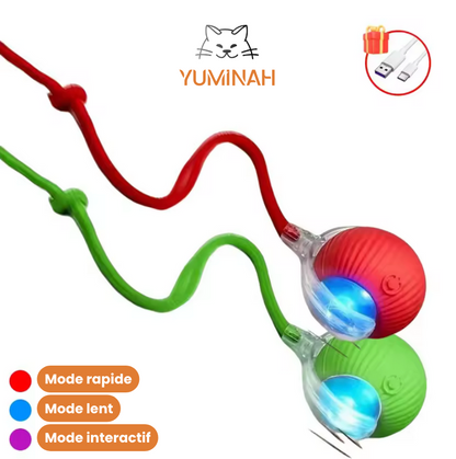 Balle Interactive Intelligente pour Chat – LED & Mouvement Auto