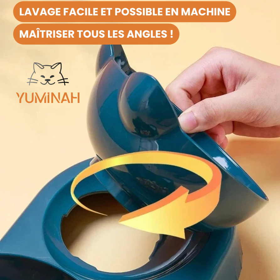 Gamelle Inclinée 3-en-1 – Eau & Croquettes avec Bouteille