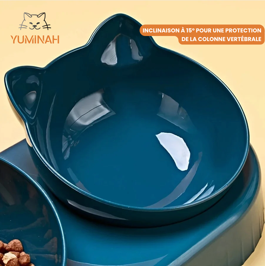 Gamelle Inclinée 3-en-1 – Eau & Croquettes avec Bouteille