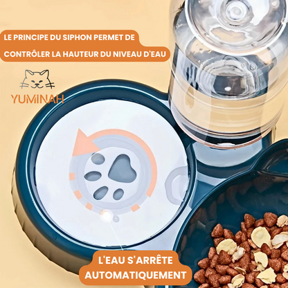 Gamelle Inclinée 3-en-1 – Eau & Croquettes avec Bouteille