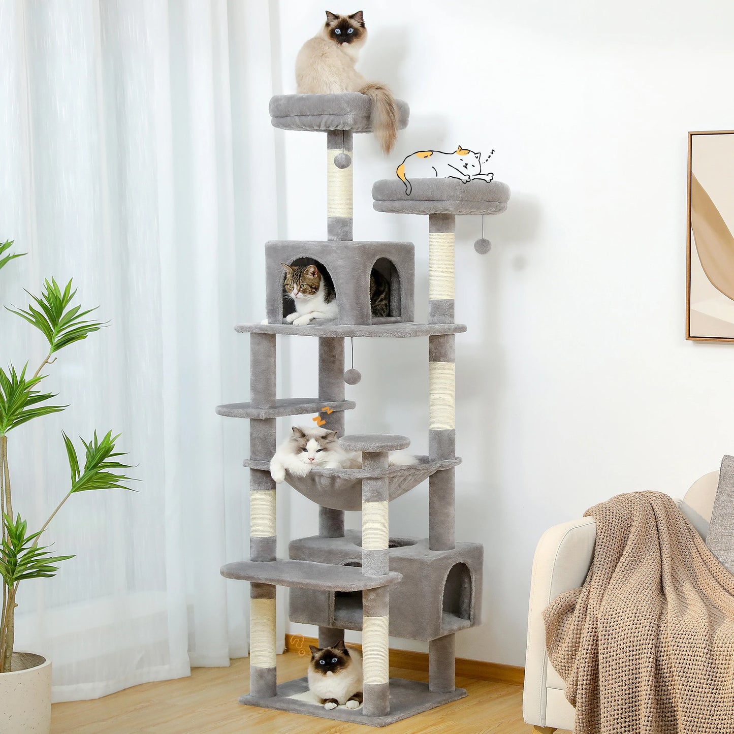 Arbre à Chat XXL Multi-Niveaux – Hamac Géant & Niches Spacieuses