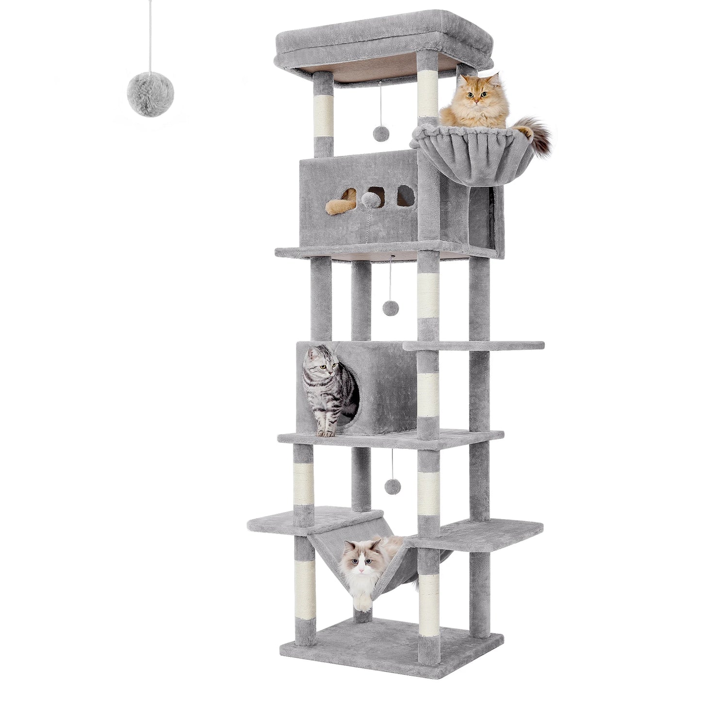 Arbre à Chat Géant 210 cm – Tour Multi-Niveaux XXL, Stable & Ultra Confort
