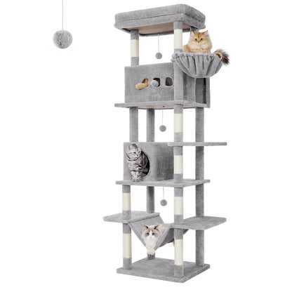 Arbre à Chat Géant 210 cm – Tour Multi-Niveaux XXL, Stable & Ultra Confort